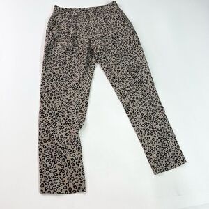 Theory Dress Pants Women's 0 Beige Silk Animal Print Pleated Tapered Leg